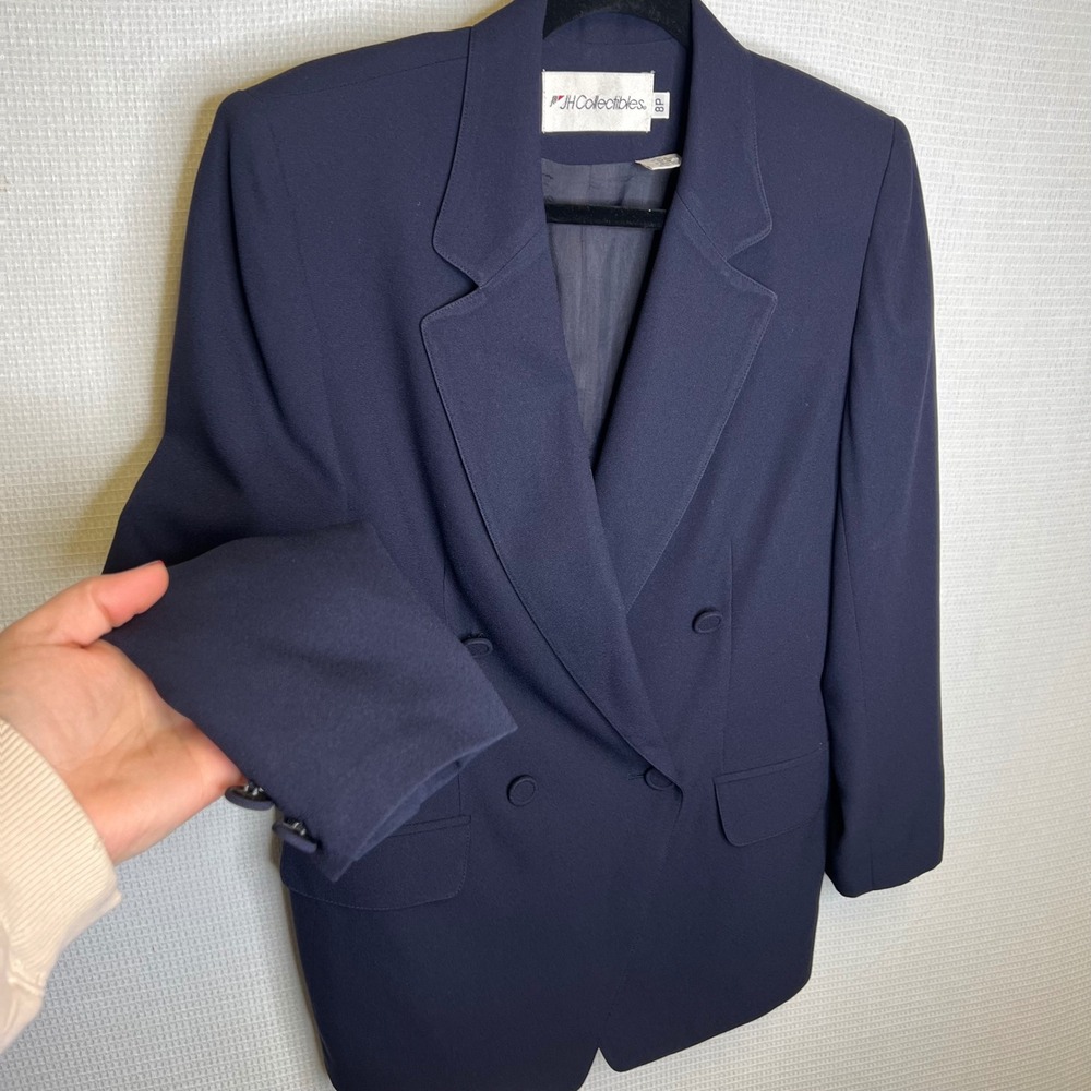 JH Collectibles Women's Navy Blue Double‎ Breasted Blazer Size 8P
